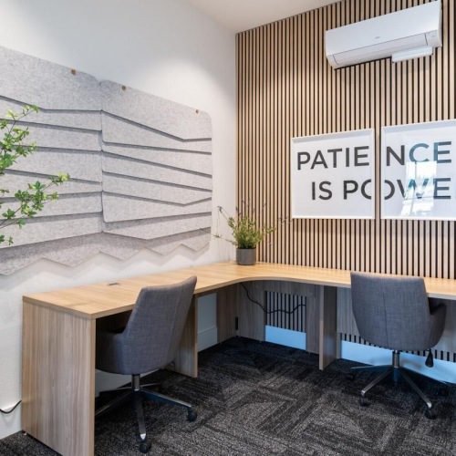 business room with a desk and chairs