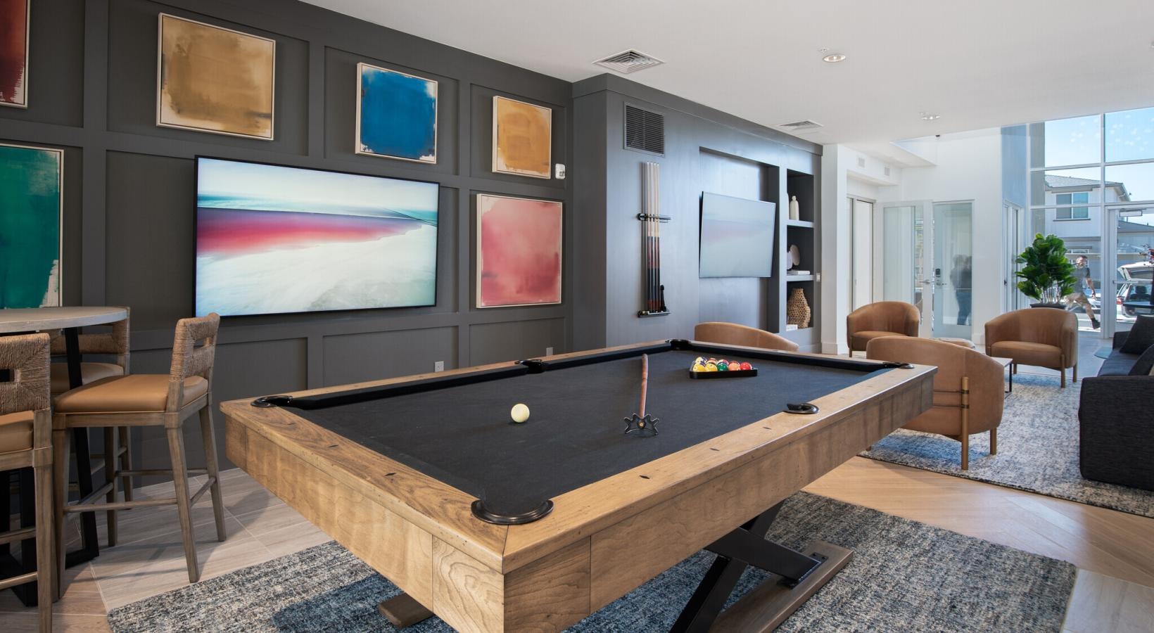 Enjoy our resident-only features a pool table in clubroom